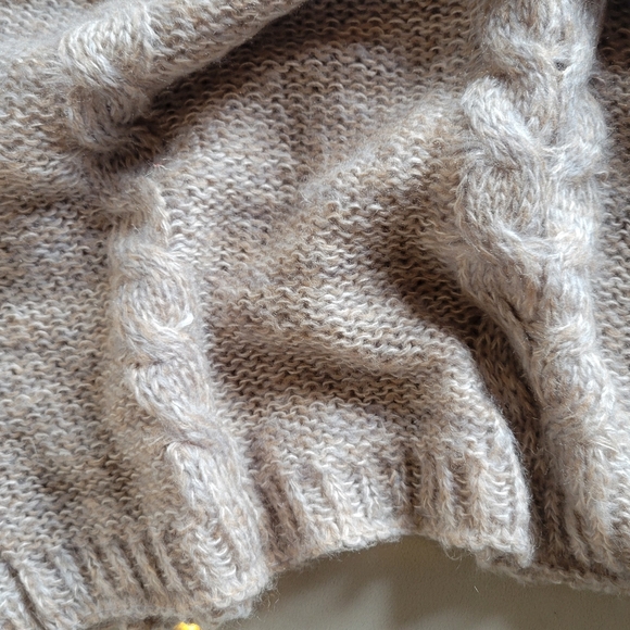 Woven Taupe Poncho - Picture 7 of 8